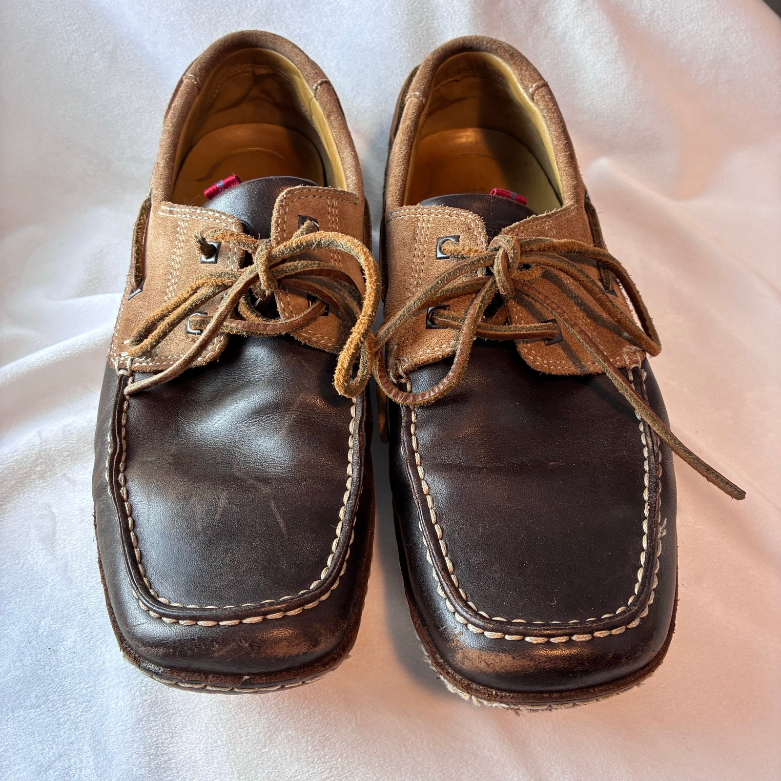 I travel By Rockport Boat Loafers Leather Tie Mens Size EU 42 (US 8.5) Two Toned
