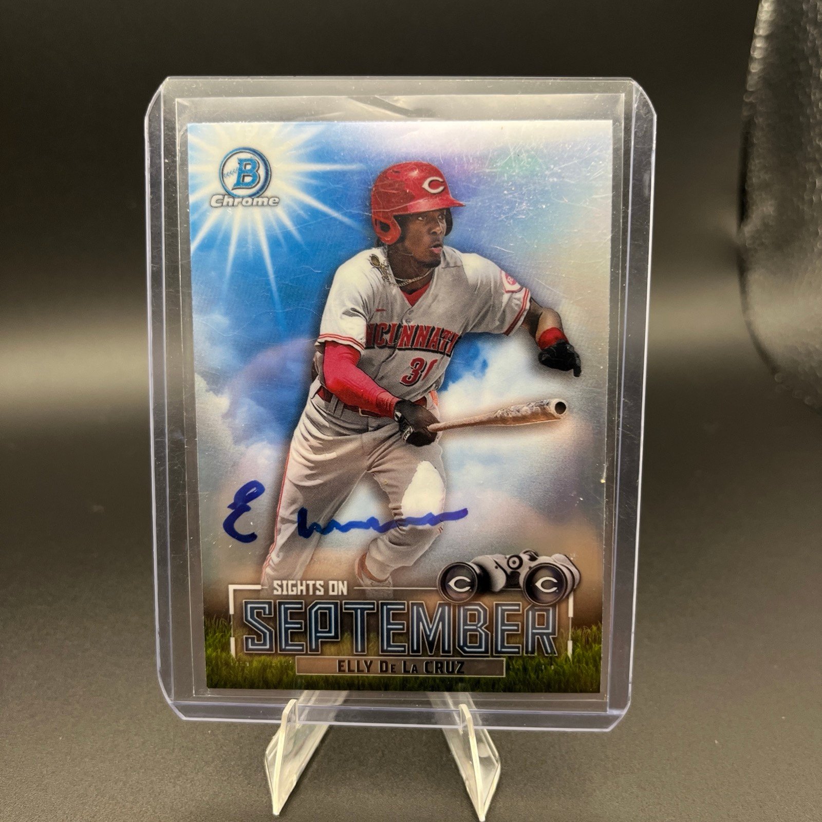 2023 bowman chrome sights on September Elly de la Cruz signed IP autograph