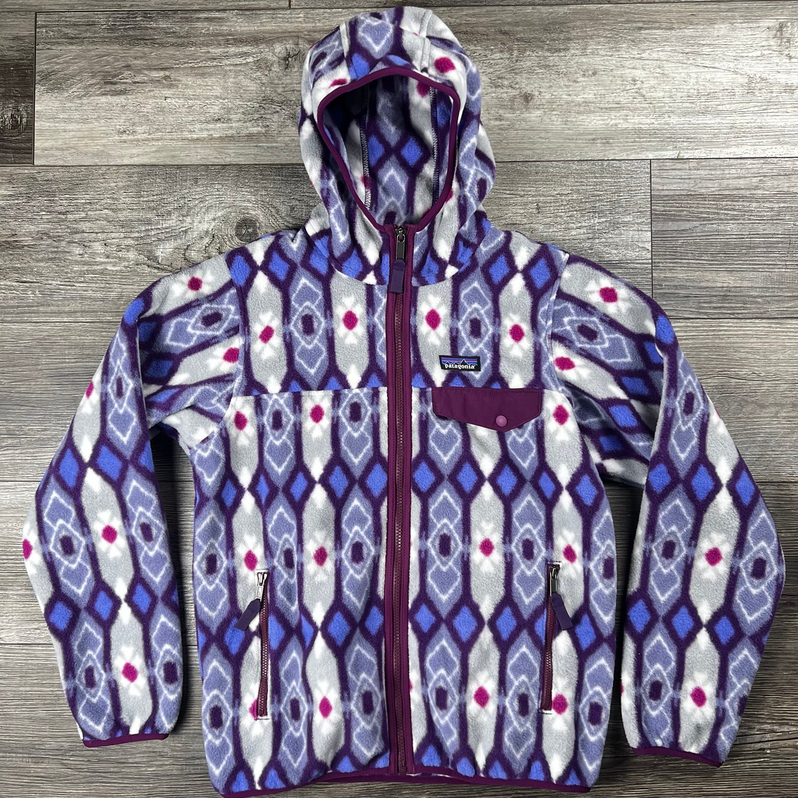 Patagonia Synchilla Womens Lightweight Hooded Sweater Pine Patch Lupine | Small