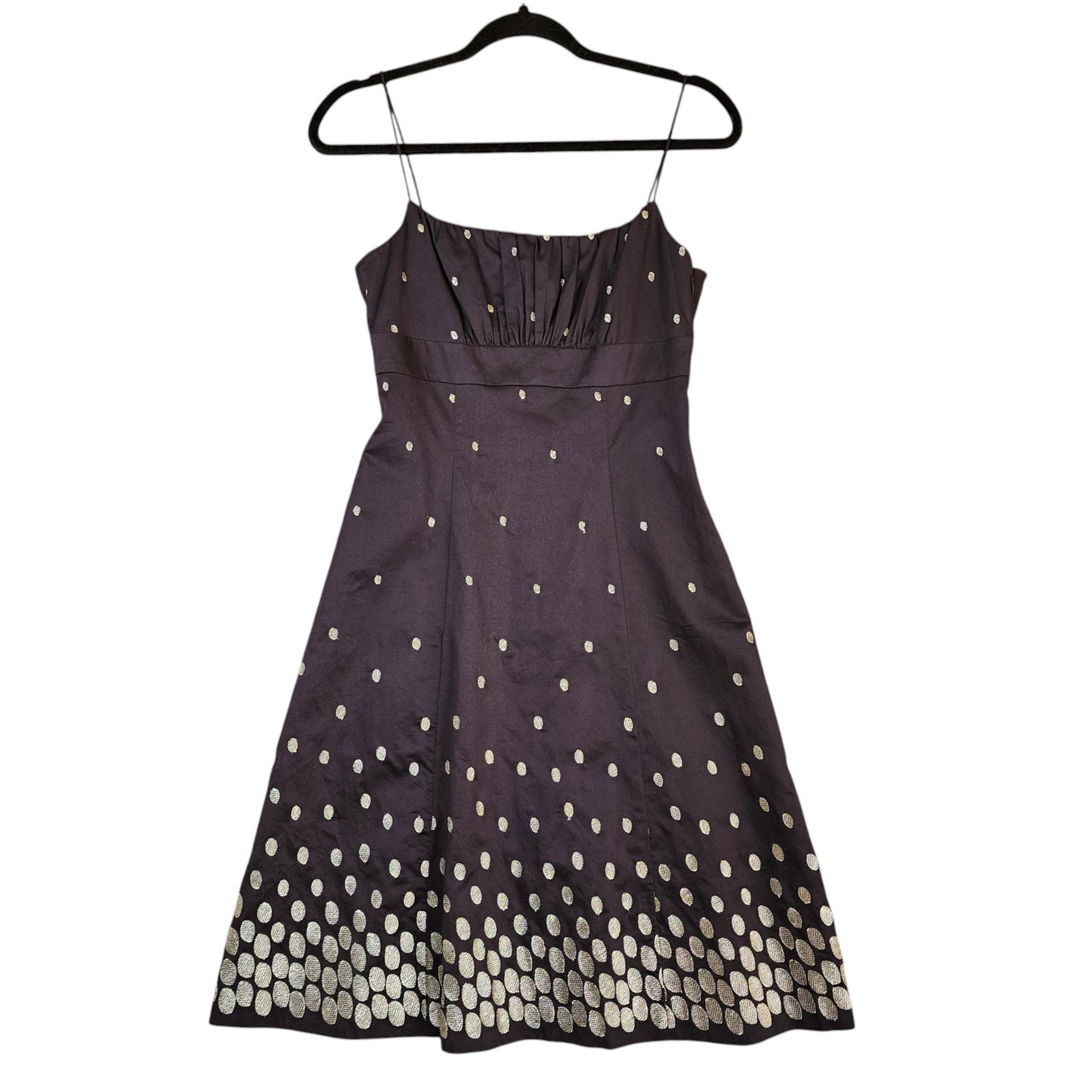 Ann Taylor Womens Dress Size 0 Y2K Silver Metallic Embroidered Dainty Straps