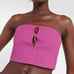 GANNI Summer Sleeveless Beaded Strapless Crop Smocked Back Fuchsia Pink Top