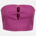 GANNI Summer Sleeveless Beaded Strapless Crop Smocked Back Fuchsia Pink Top