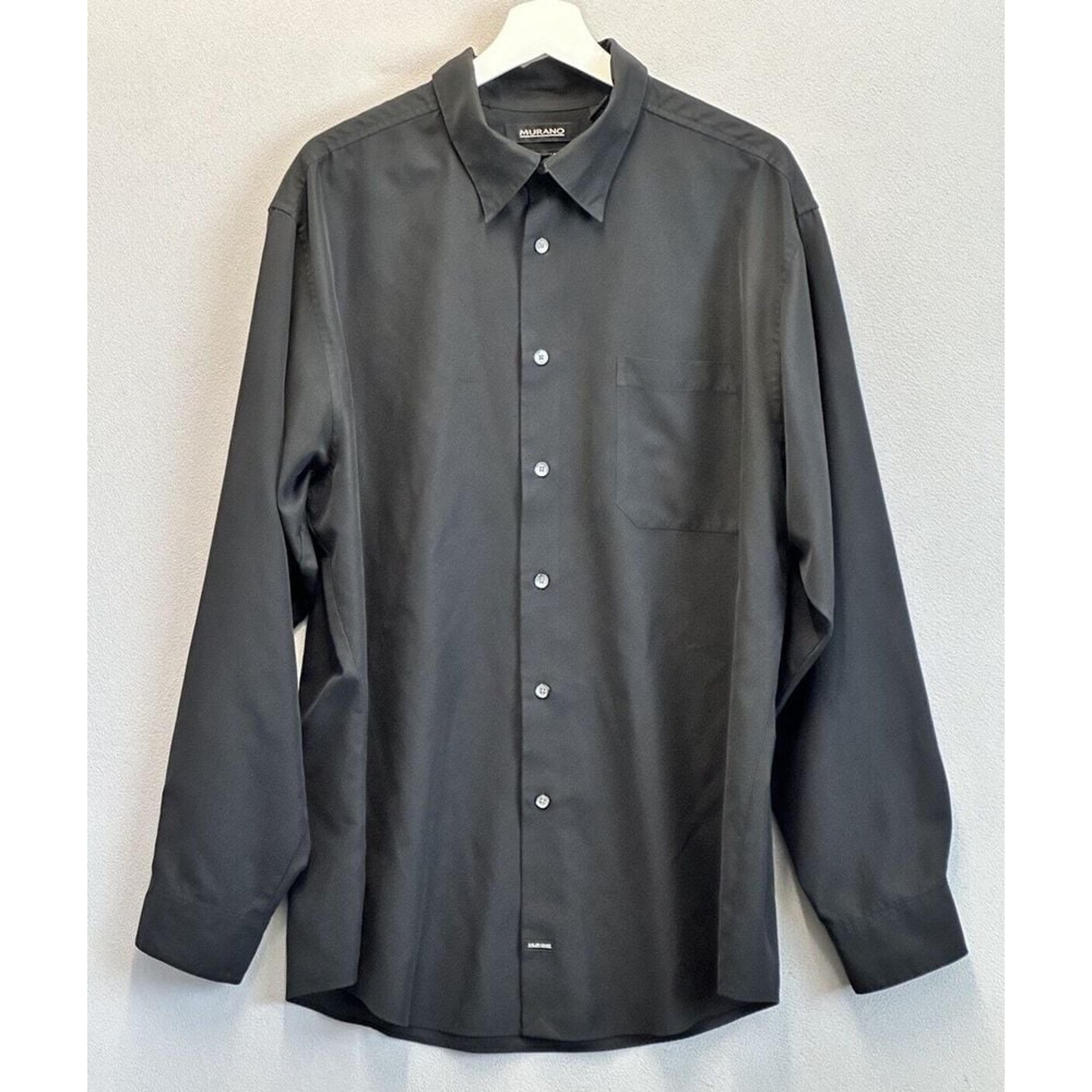 Murano Sueded Black Button Up Pointed Collar Shirt Sz XL Lightweight Long Sleeve