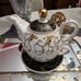 NEW: Grace Teaware Black/Gold Scroll 4pc. Tea for One Fine Porcelain -Box incl