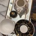 NEW: Grace Teaware Black/Gold Scroll 4pc. Tea for One Fine Porcelain -Box incl
