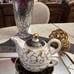 NEW: Grace Teaware Black/Gold Scroll 4pc. Tea for One Fine Porcelain -Box incl