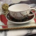 NEW: Grace Teaware Black/Gold Scroll 4pc. Tea for One Fine Porcelain -Box incl