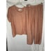 FLAX Linen 2-Piece Outfit Capri Lagenlook Orange Peach Size S/M Beach Resort