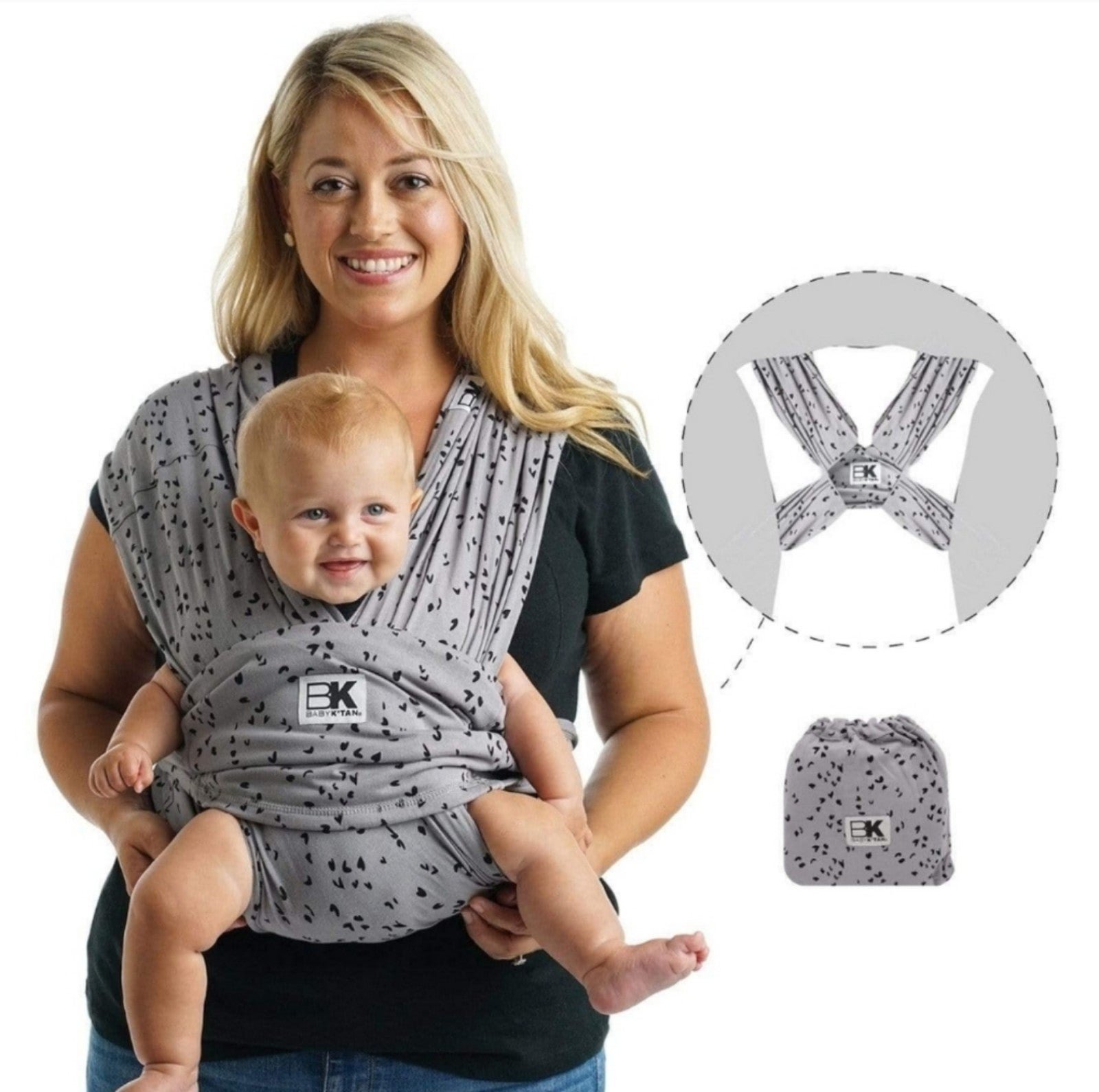 NWB Baby K’tan Print Baby Carrier Size M - Sweetheart Grey