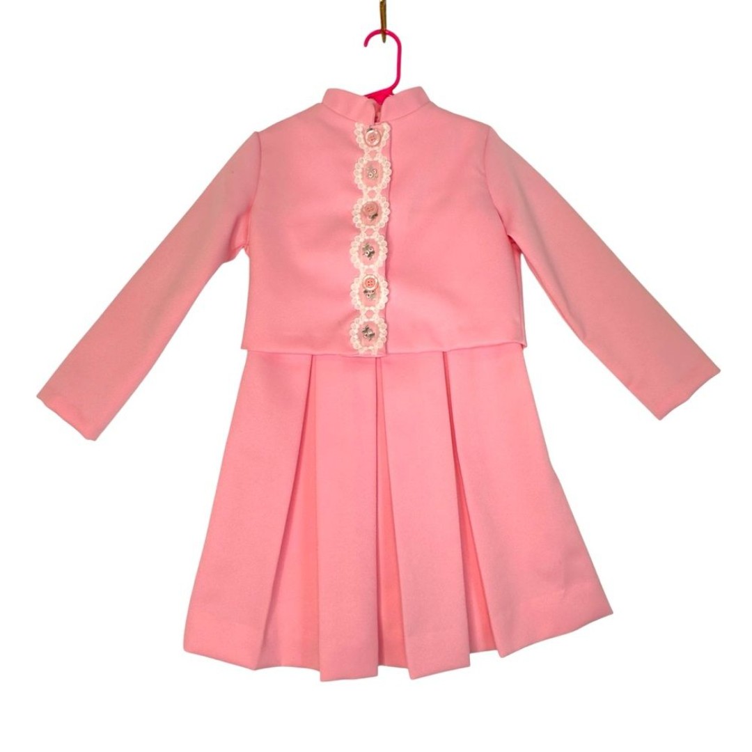 Vintage Pleated Shift Dress w/ Cropped Jacket