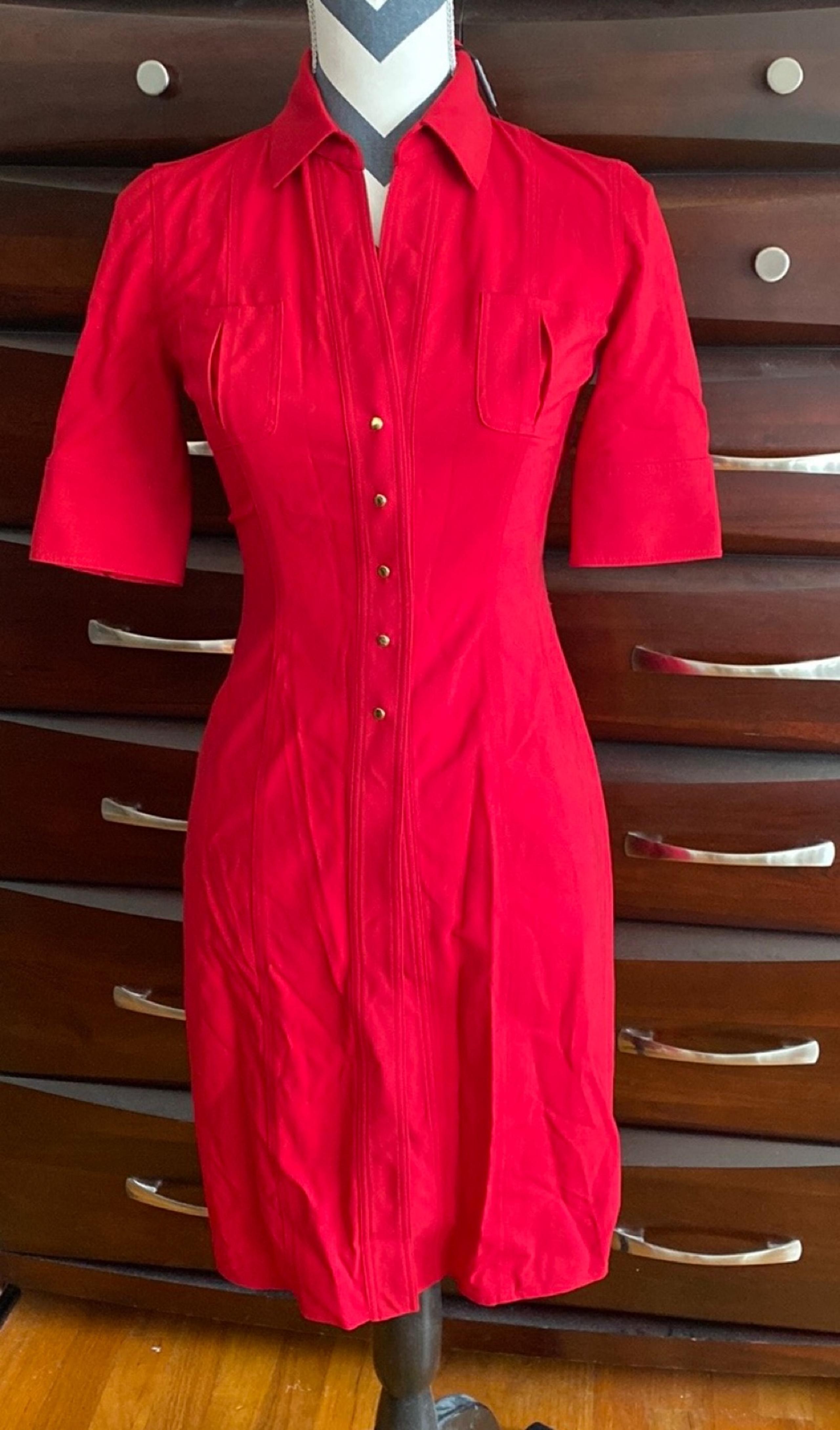 NWT Elie Tahari Kayla Short Sleeve Midi Shirt Dress