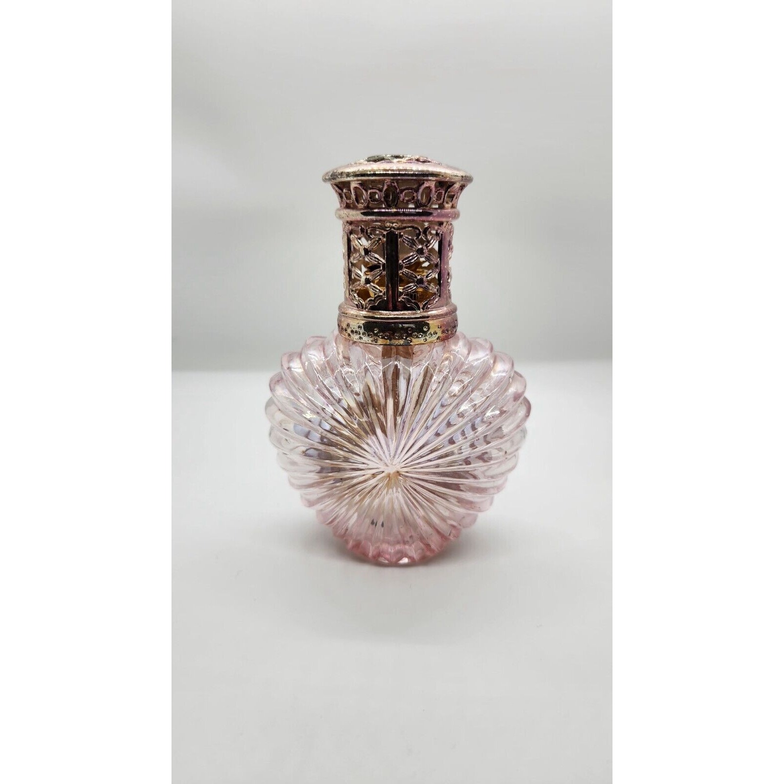Pink Iridescent Heart glass blown vintage oil Lantern Fragrance lamp Diffuser