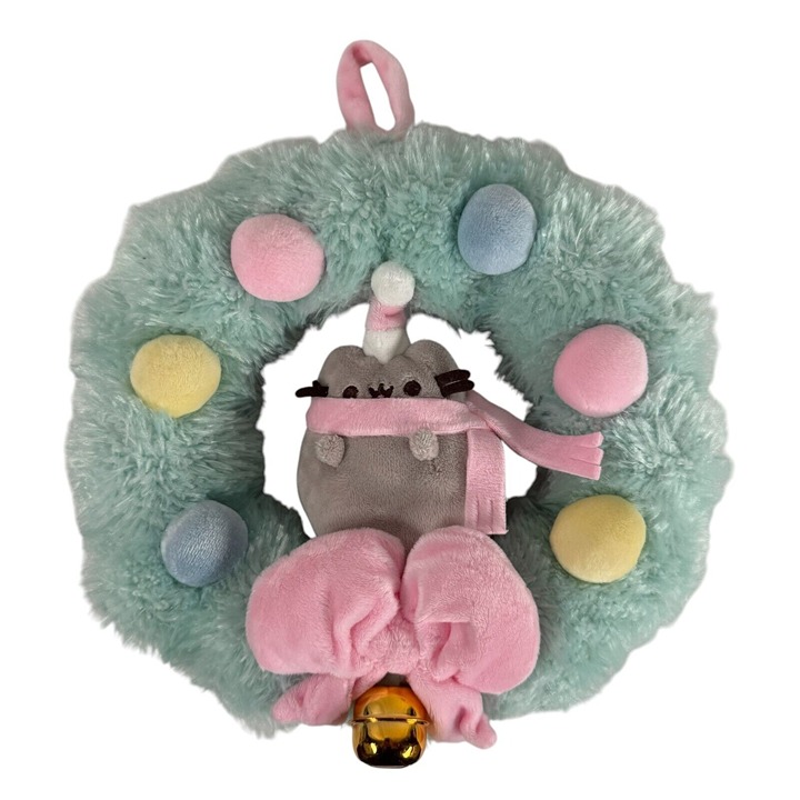 Pusheen Plush Holiday Christmas Hanging Wreath With Bell 10 GUND Rare HTF 2008