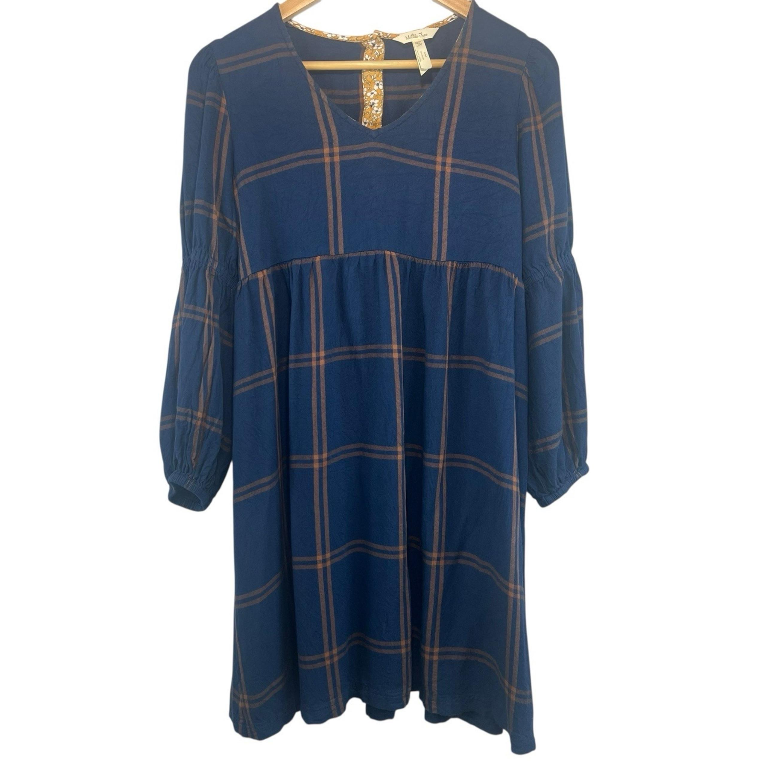 Matilda Jane Just Imagine Silvi Blue & Gold Plaid Dress Women's Medium