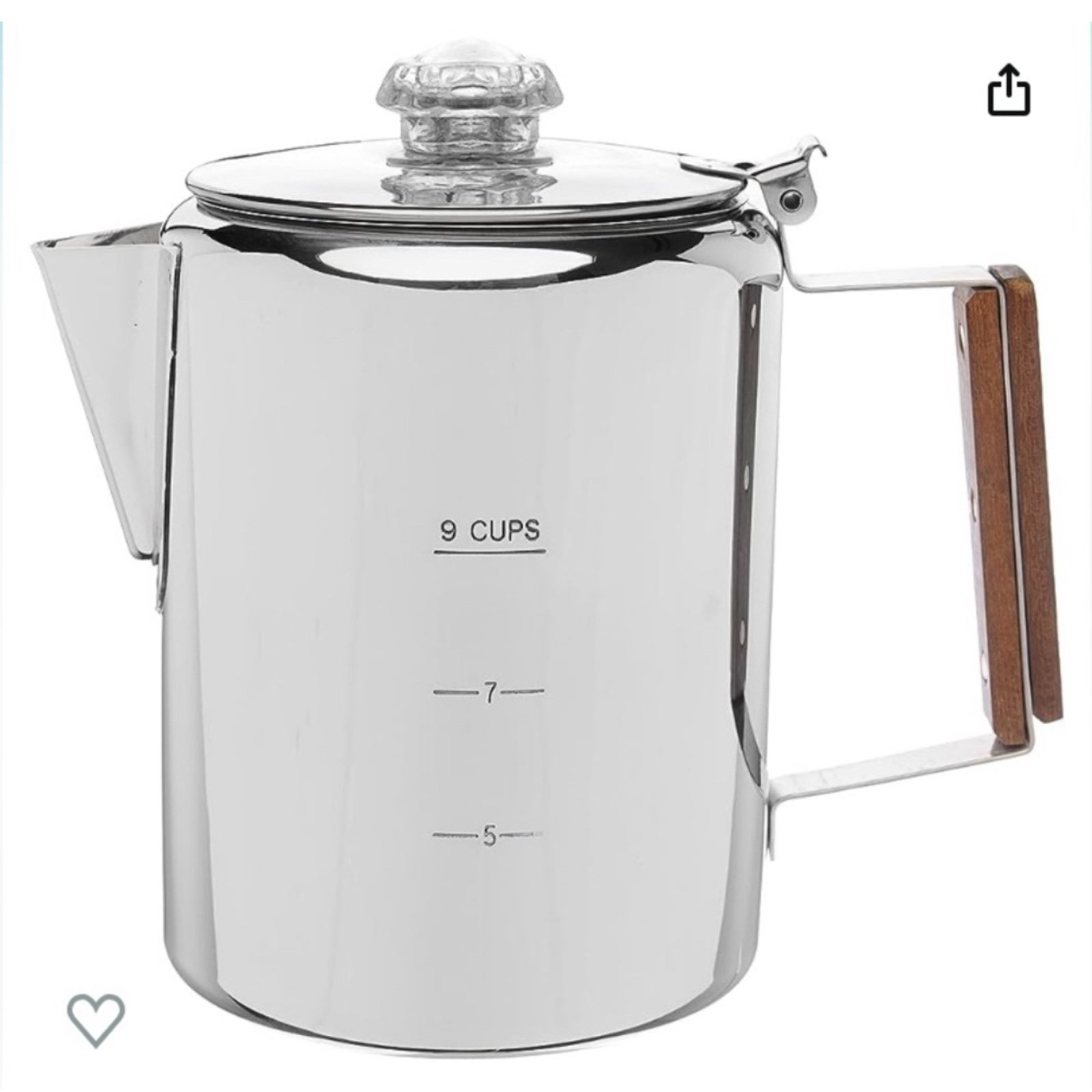 Coletti Bozeman Camping Stove Top 9 Cup Stainless Steel Coffee Percolator