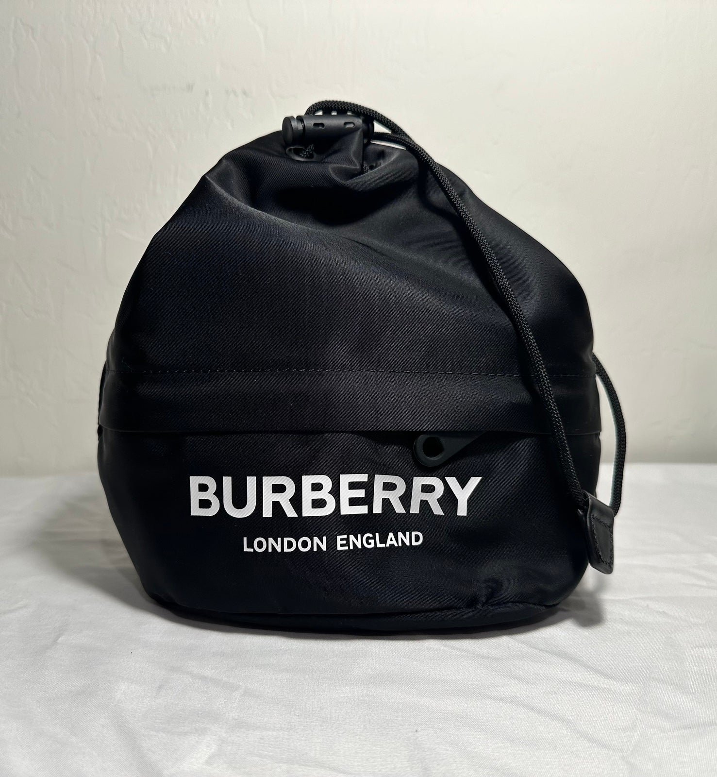 Burberry Phoebe Nylon Drawstring Bucket Pouch