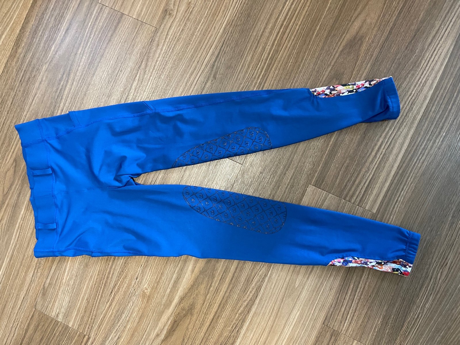 Ovation Aerowick horse riding tights sz XXL 16 Girls blue pattern pants