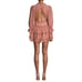 Cistar New York V-Neck Mini Dress M Dusty Pink Ruffles Tiered Cut Out Balloon