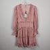 Cistar New York V-Neck Mini Dress M Dusty Pink Ruffles Tiered Cut Out Balloon