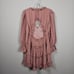 Cistar New York V-Neck Mini Dress M Dusty Pink Ruffles Tiered Cut Out Balloon