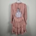 Cistar New York V-Neck Mini Dress M Dusty Pink Ruffles Tiered Cut Out Balloon