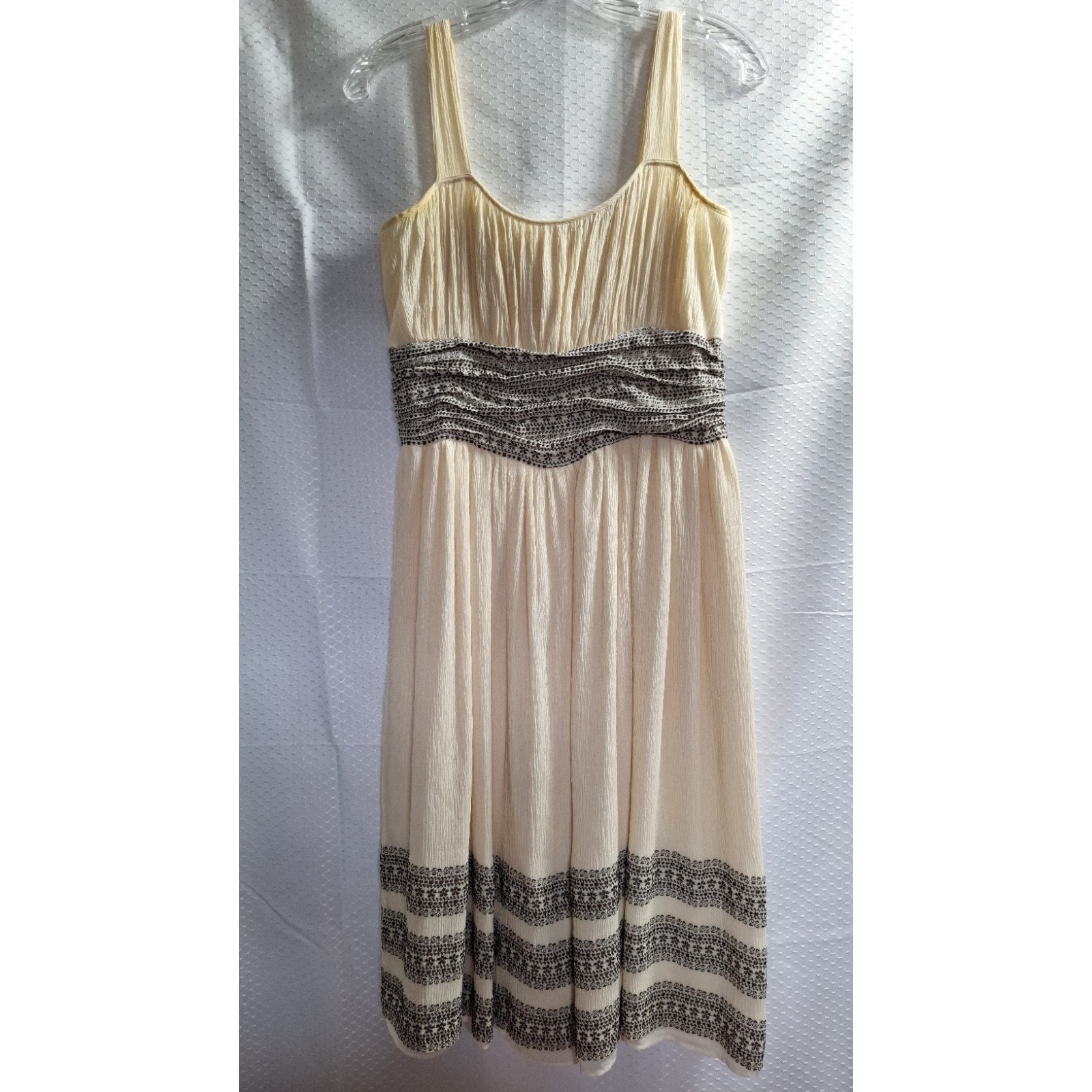 SIGRID OLSEN Sleeveless Silk Dress Sz 4 Ivory Black Fairy Festival Etheral EUC!