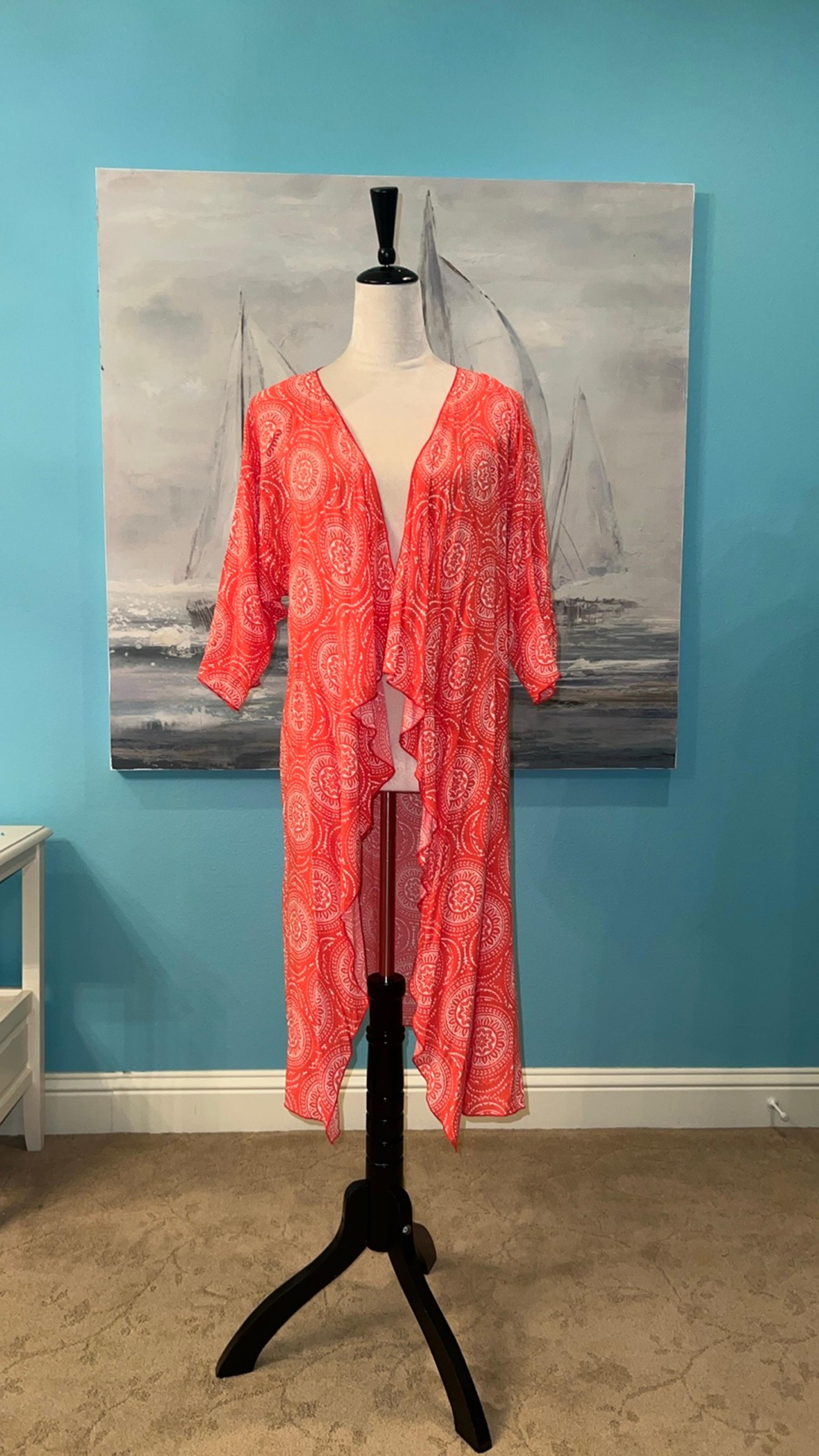 LuLaRoe 3/4 Sleeve Orange Mandala Swimsuit Coverup, Medium