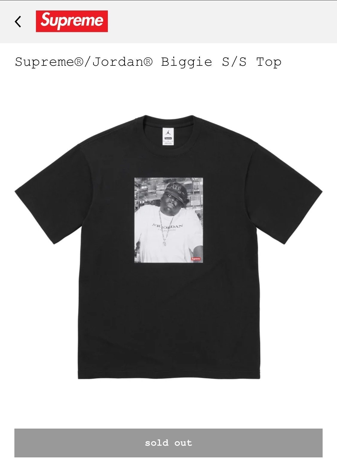 Supreme Jordan Biggie S/S Top White XL - In hand & Brand New
