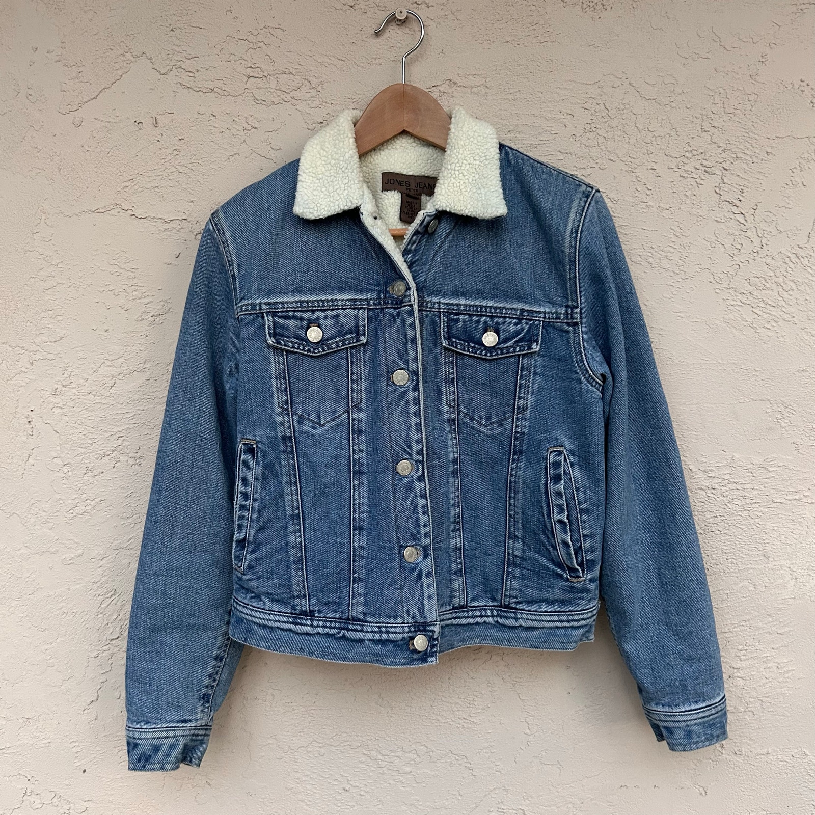 Vintage Jones New York Sherpa Lined Short Trucker Jacket Size Small-P