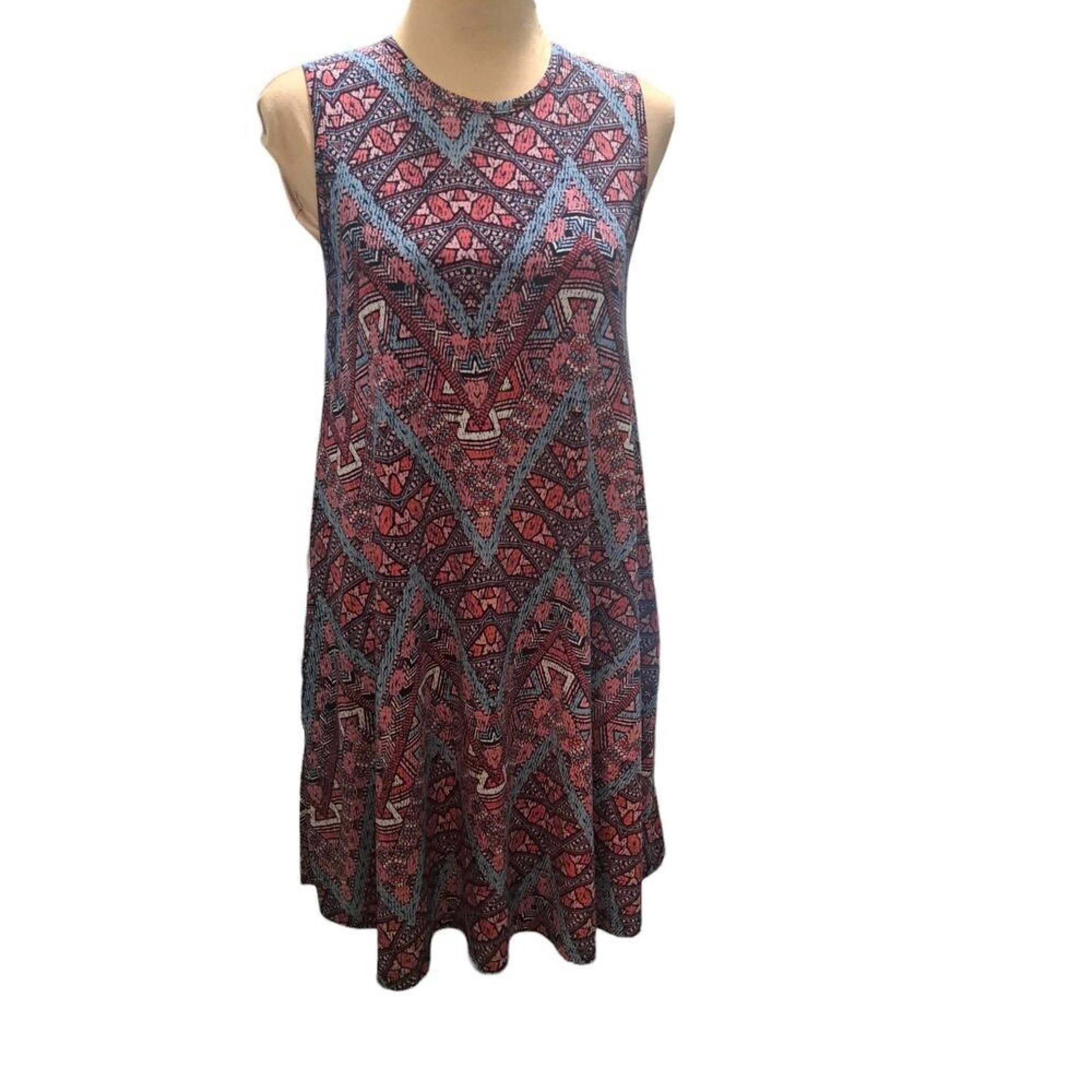 Cynthia Rowley Abstract Print Trapeze Dress - Size XS - Pink/Red/Blue