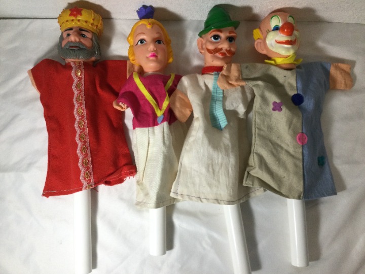 Vintage - Set of 4 - Mr. Rogers Hand Puppets w/Sticks - FREE SHIPPING!