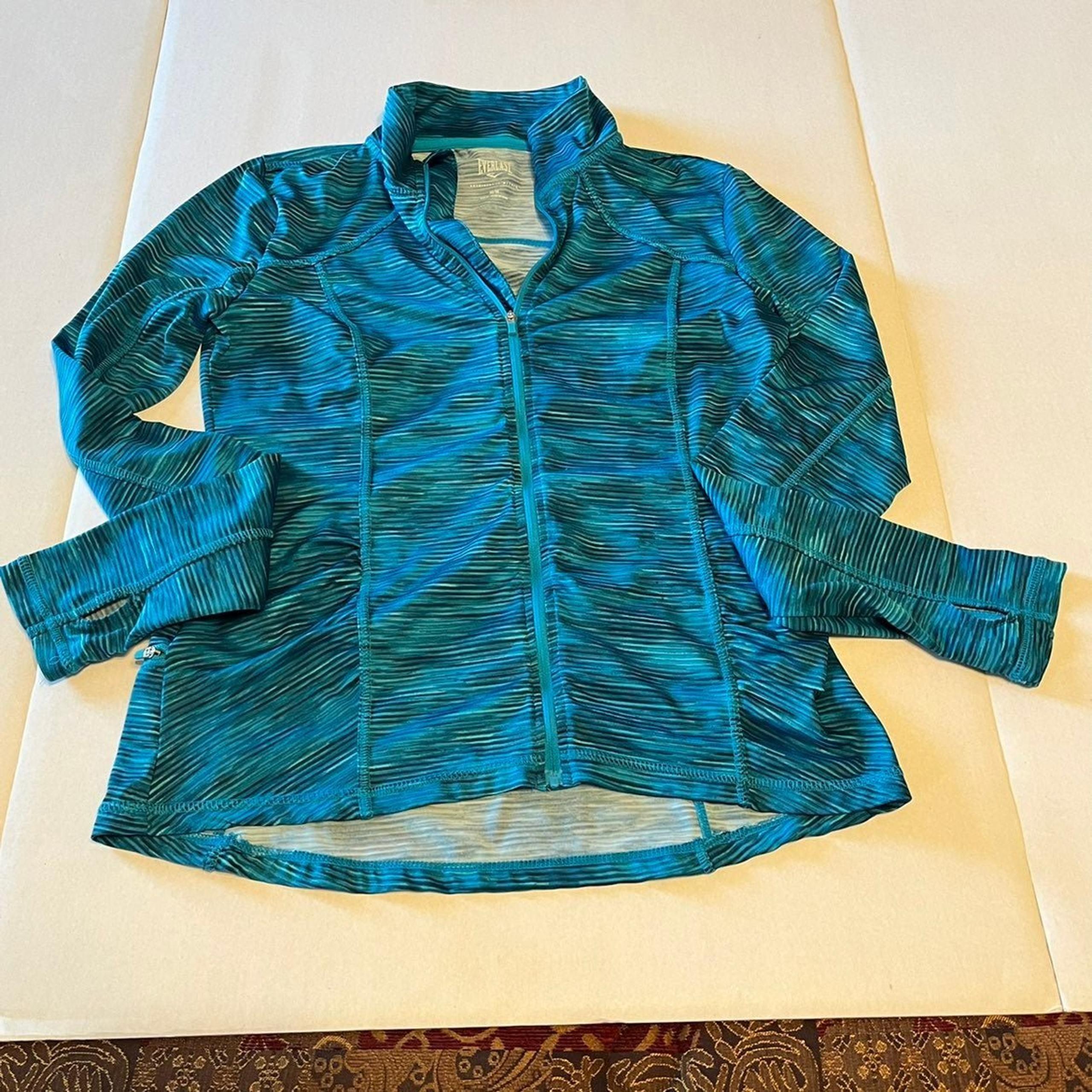 Everlast Women's Medium Slim Fit Full Zip Activewear Jacket Multicolor Striped.