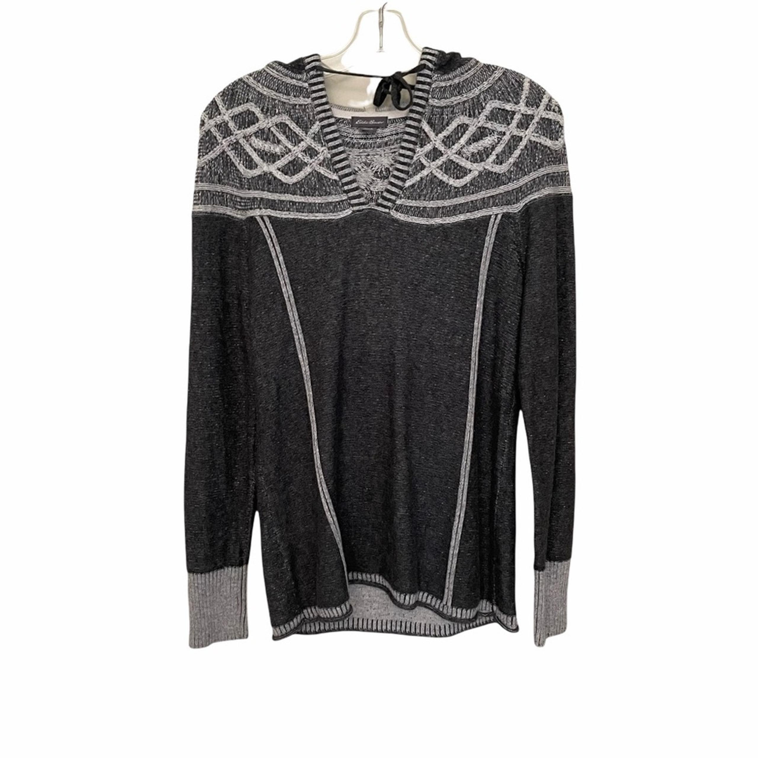 Eddie Bauer Hooded Pullover Sweater Grey Size Small
