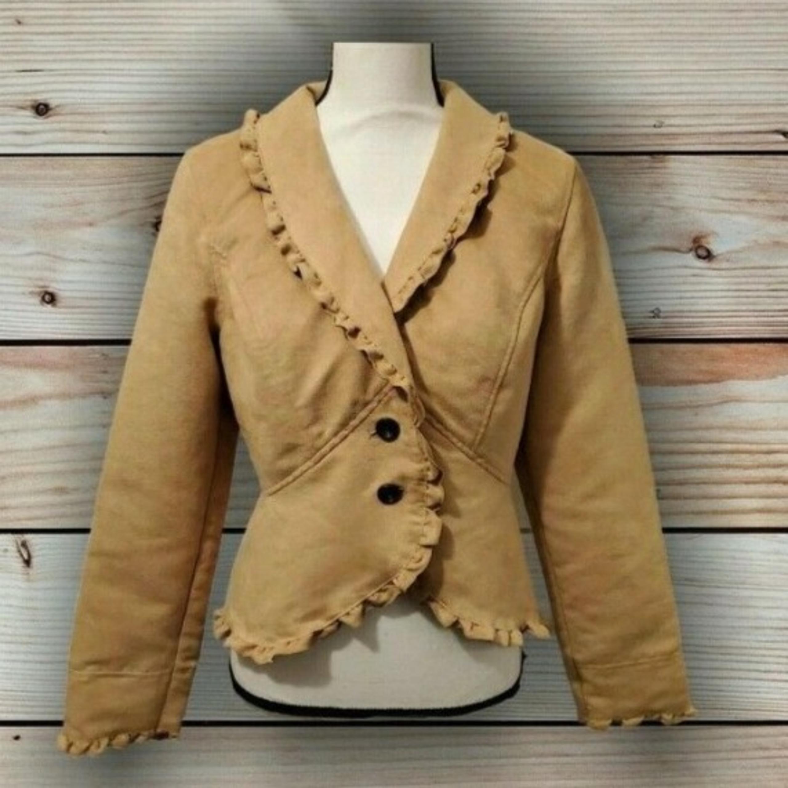 Tan Ruffled Hem Blazer - Faded Glory