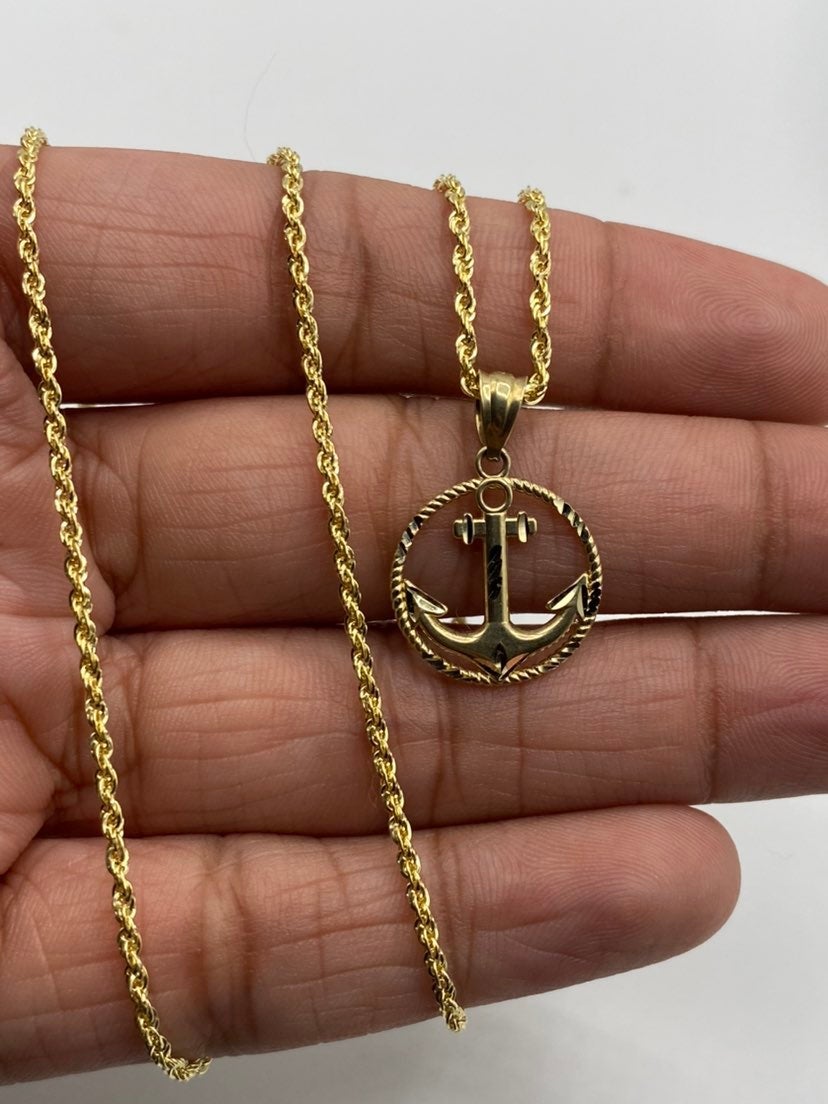10K Gold Anchor Rope Chain
