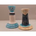 Arts and Crafts Studio Art Pottery Picasso Style Man & Woman Candlestick Set