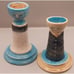 Arts and Crafts Studio Art Pottery Picasso Style Man & Woman Candlestick Set
