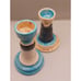 Arts and Crafts Studio Art Pottery Picasso Style Man & Woman Candlestick Set