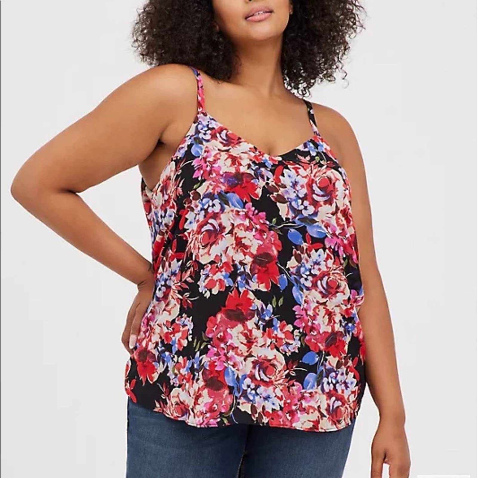 TORRID SOPHIE WOMEN'S CHIFFON FLORAL SWING CAMI BLACK TANK SIZE 4X NWT