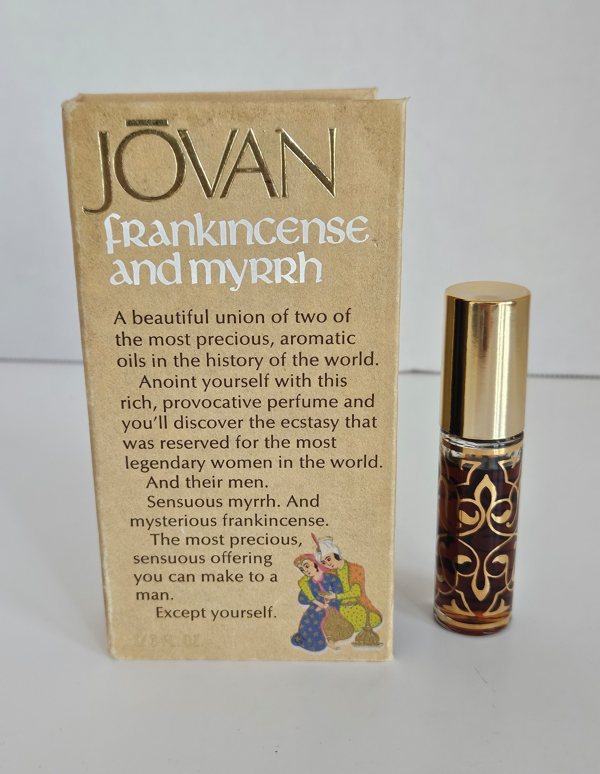 Vtg Jovan Frankincense & Myrrh Perfume 1/3fl oz Splash Anointing Bottle 1974
