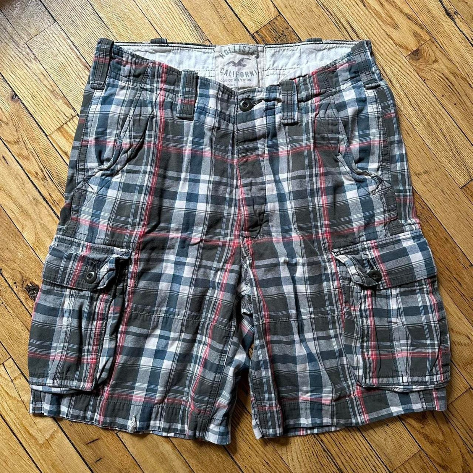 Vintage Y2K Plaid Pattern Baggy Cargo Hollister Shorts