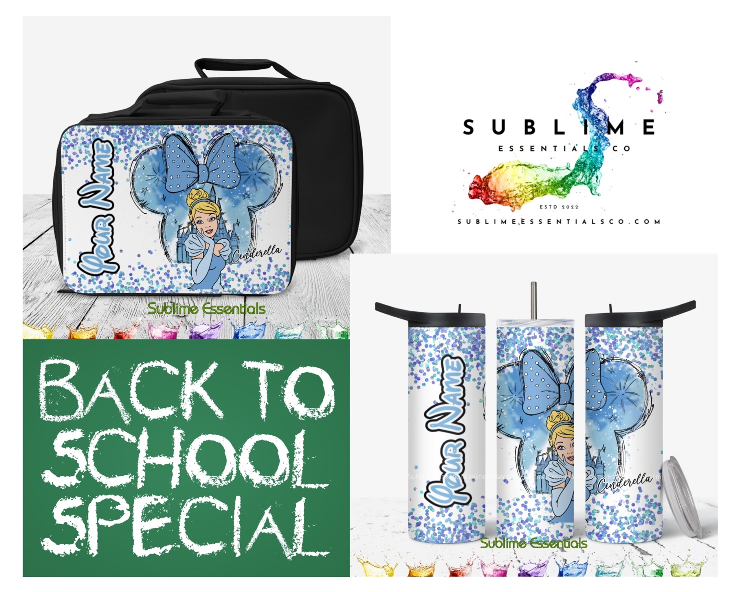 Lunchbag & Tumbler Set - Cinderella Inspired "Glitter Ombre" Back to School SALE
