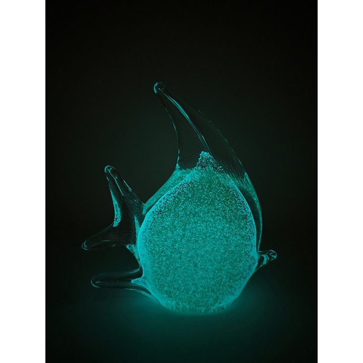 Art Glass Angel Fish Paperweight Glow In The Dark 5.5