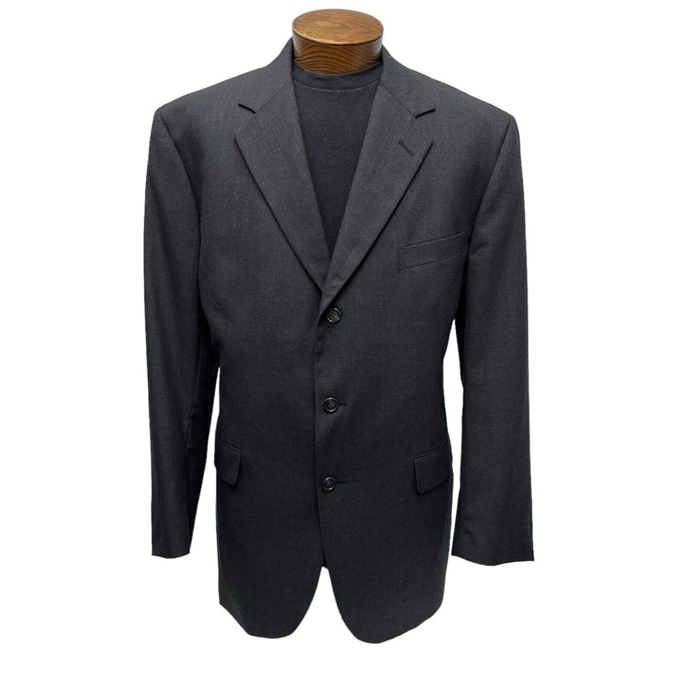 Brooks Brothers Brooksease Men's Sz 45R Blazer Jacket Charcoal 3-Button Wool USA