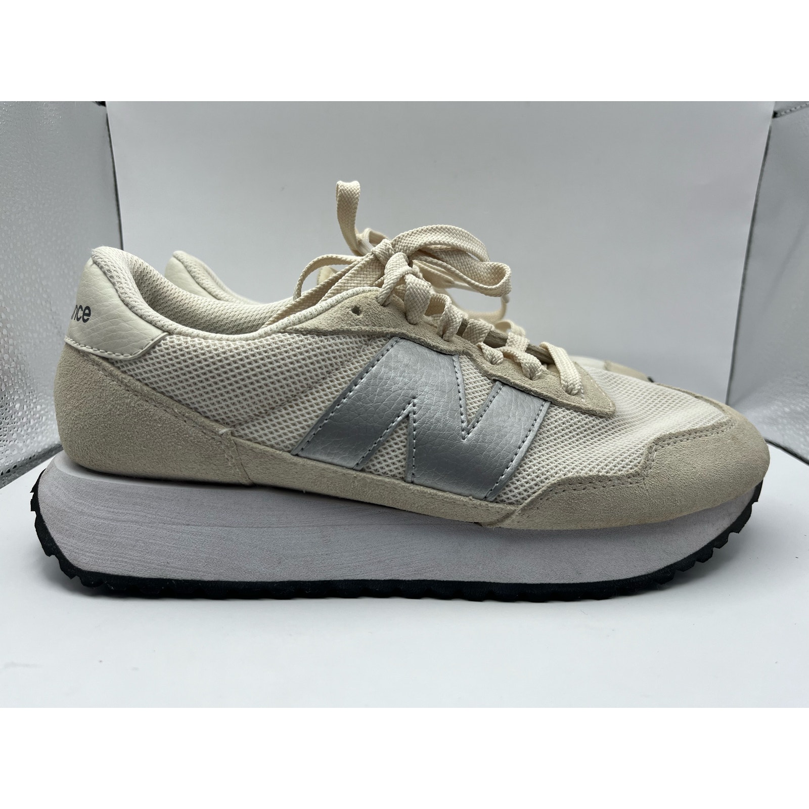 New Balance 237 Running Sneakers, Sea Salt Silver Metallic Women’s Size 8