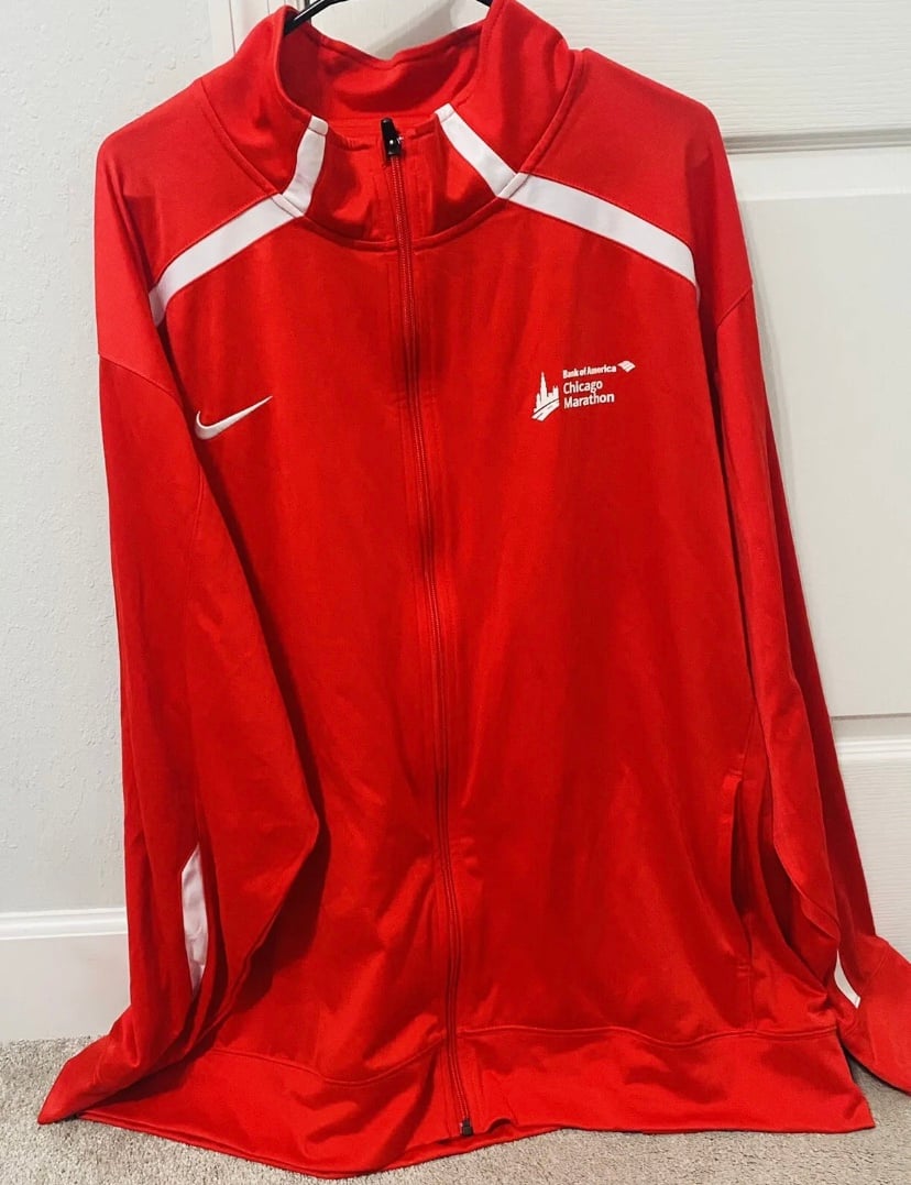 Nike Chicago Marathon Bank Of America Running Red Mens Full Zip Jacket 3XL
