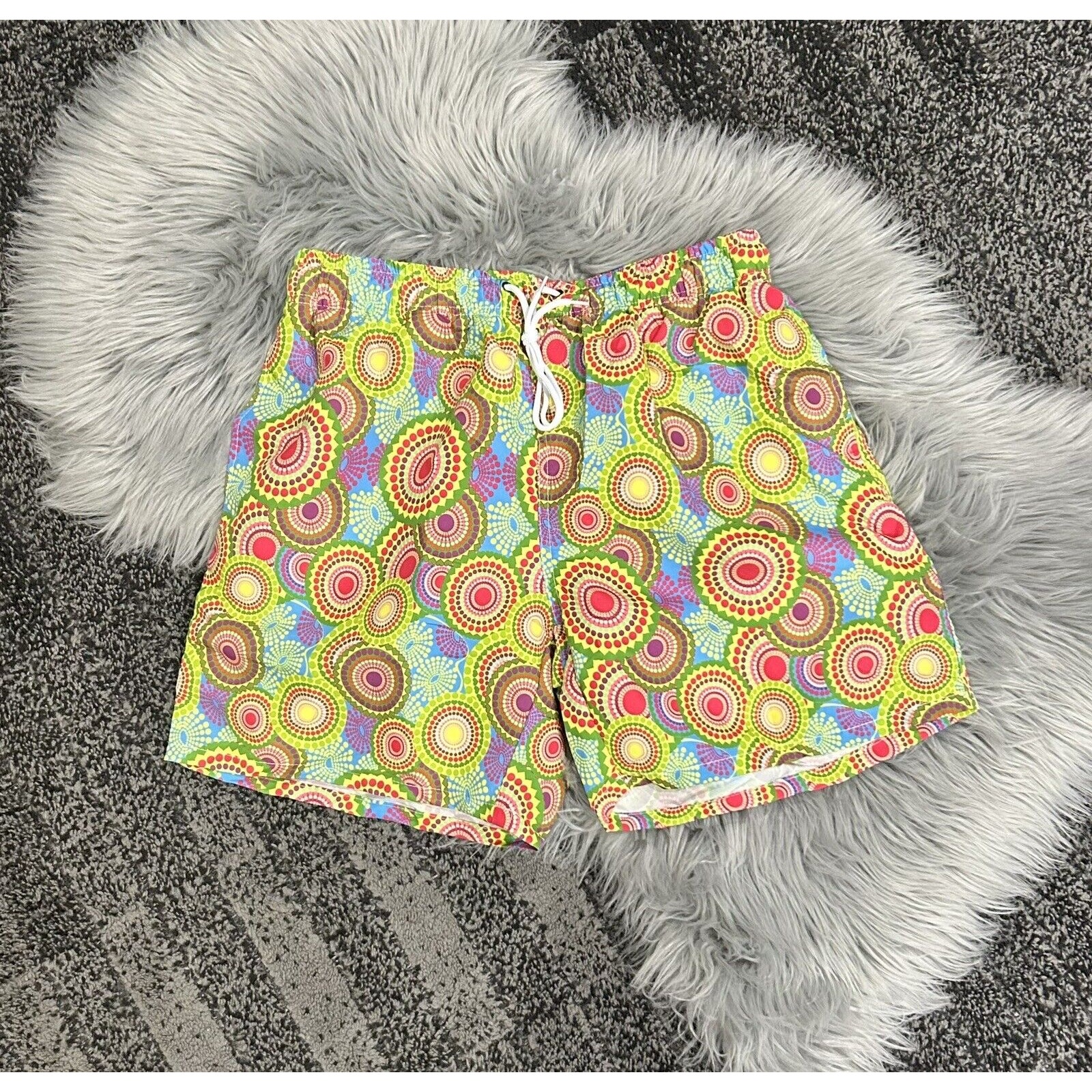 Abstract Men’s Lined Swim Trunks Size Large