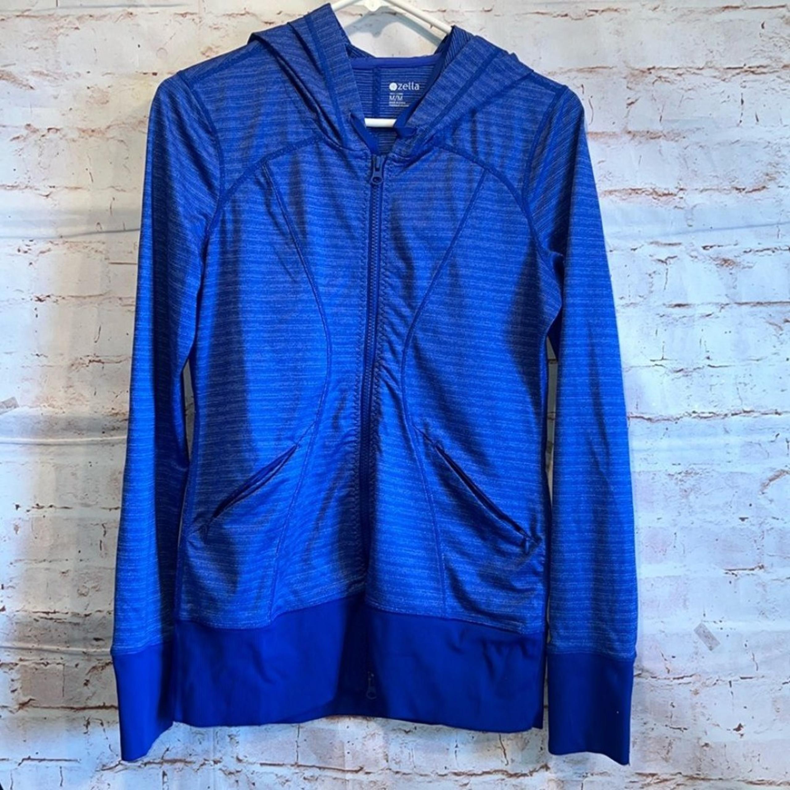 Zella Jacket Womens Medium Blue Hooded Full Zip Lightweight Athletic Activewear
