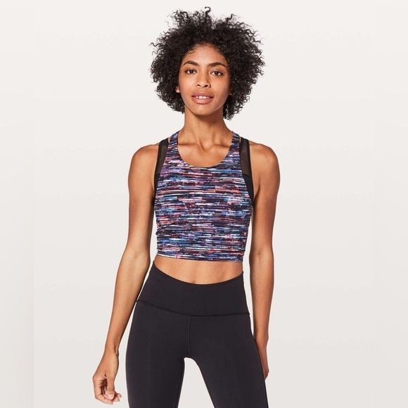 Lululemon Break Free Tank Nulux Hinshu Alpine White Multi / Black Size 10