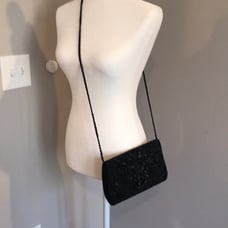 La Regale black beaded evening purse